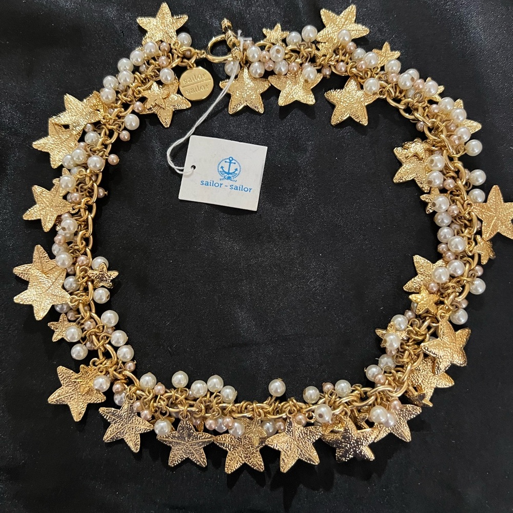 🌟🆕NWT Sailor-Sailor Gold Star and Pearl Necklace